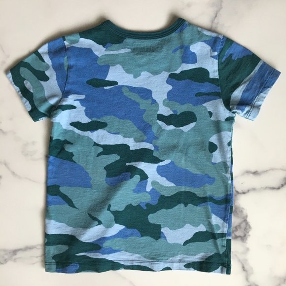 J Crew Crewcuts Everyday Boys Camo Ringer T-Shirt, 100% cotton, Size 6-7 - Picture 3 of 5